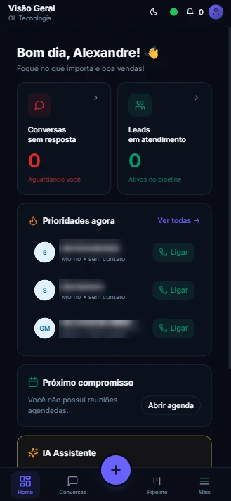Visão geral no celular